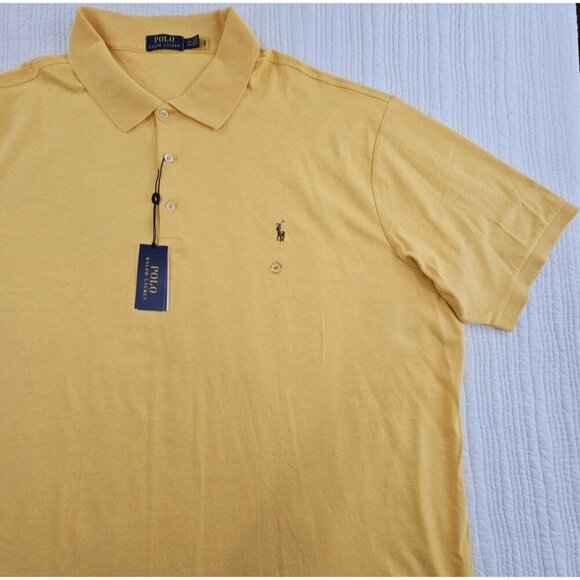 Polo Ralph Lauren 100% Cotton Polo Shirt Men's 4XLT Yellow NEW Flesh Pony NWT - Picture 3 of 16